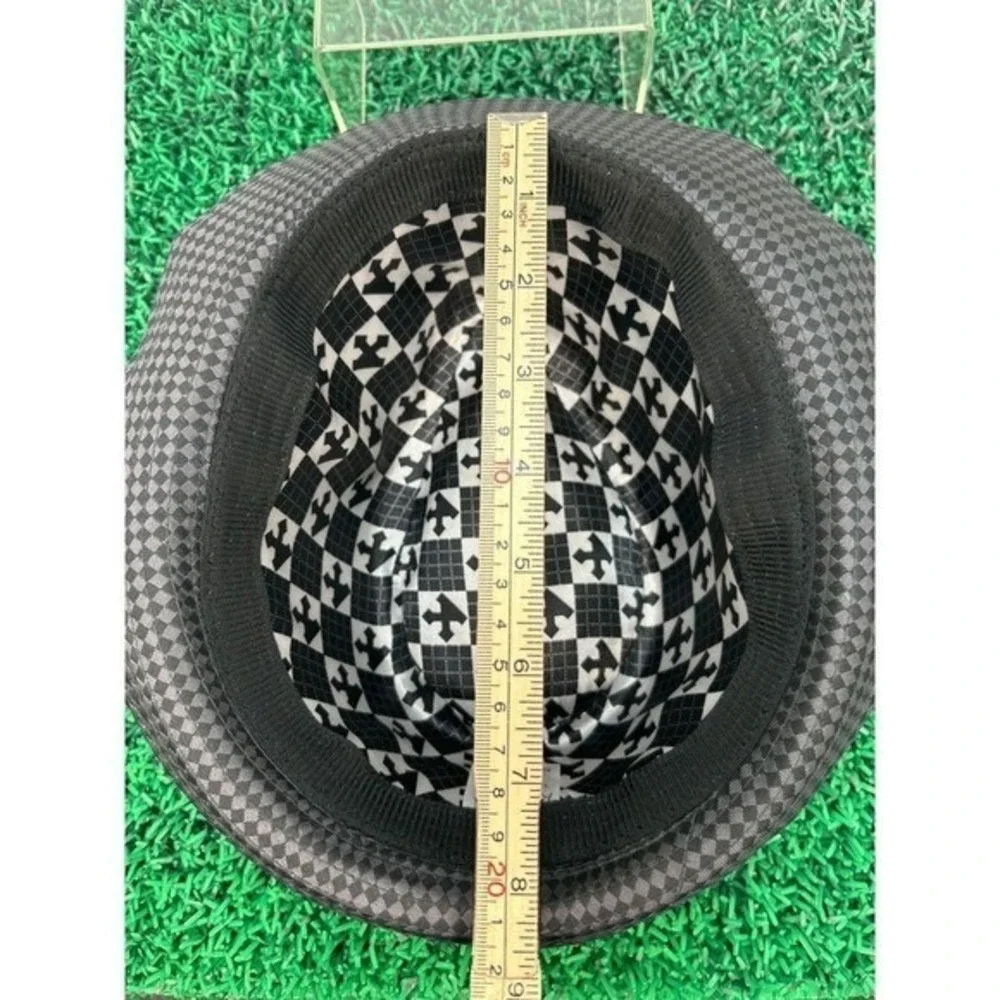 Kenny K Mens Fedora Hat Size Medium Black Tonal Checkered Classic Dress‎ Hat